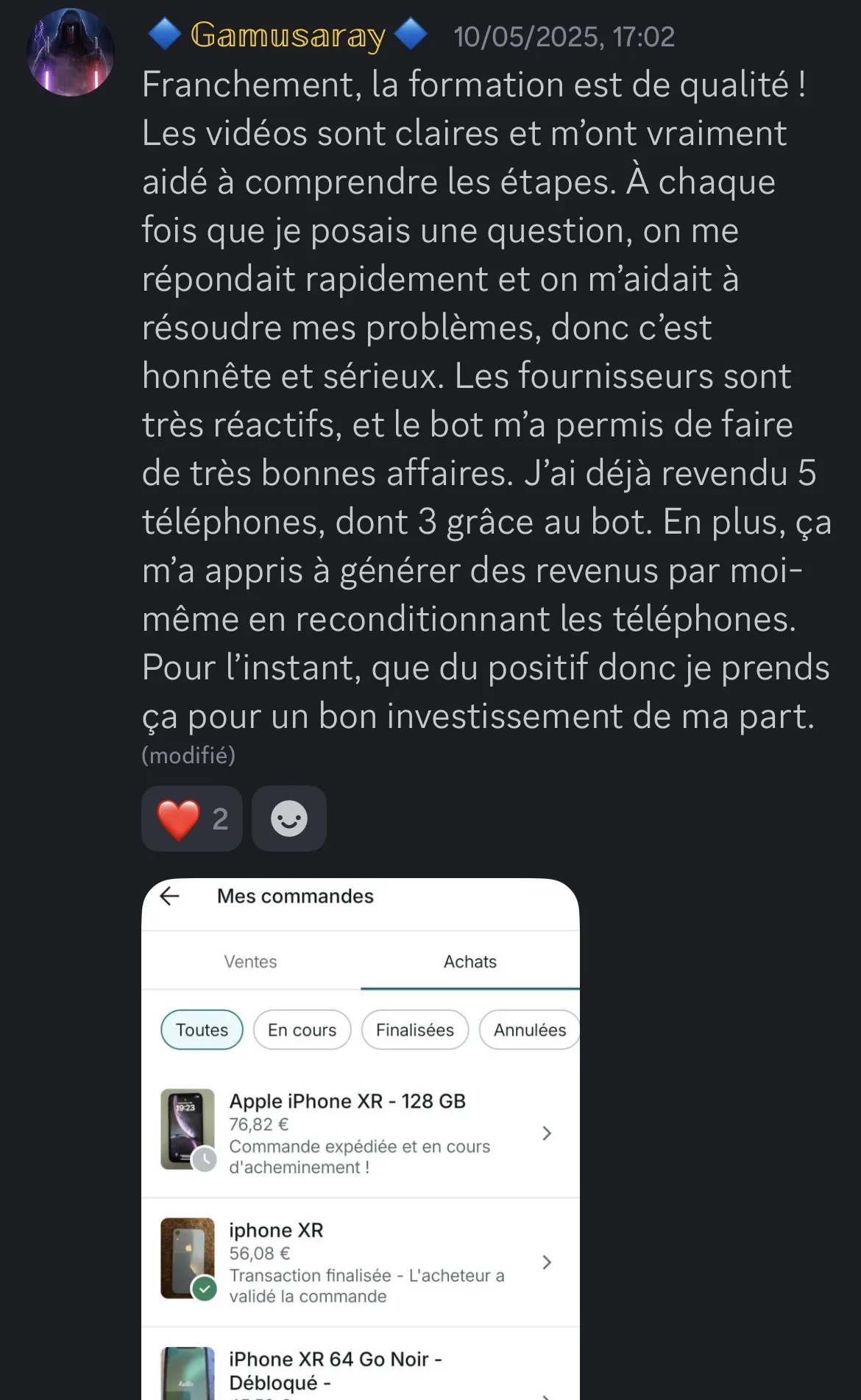 Preuve — Témoignage élève
